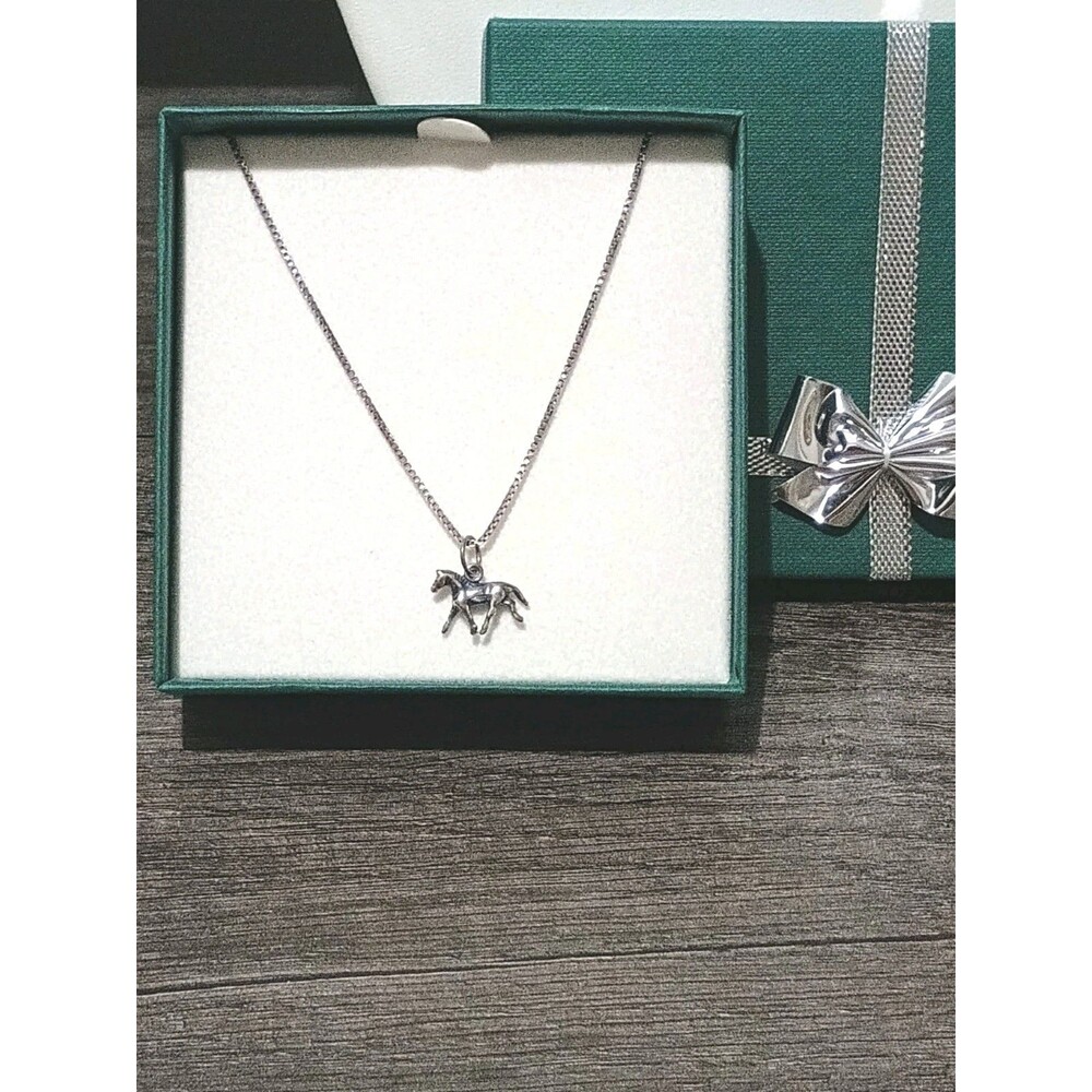 Sterling Silver 925 Horse Pendant And Necklace Tested